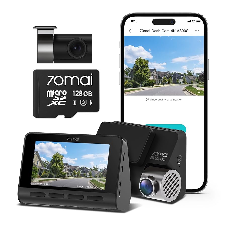 新品 F1.8 128GB 4K/FHD 70mai DashCamA800SE Amazon.com: 70mai A800S Dash Cam Bundles with Micro SD Card